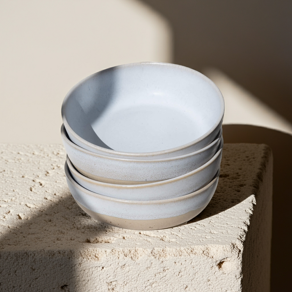 Steingut Schale Aalina klein in Weiß und Beige – EDDA stoneware